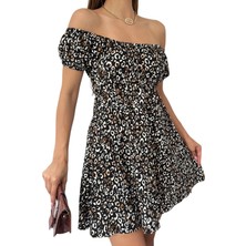 Zemira Madonna Yaka Leopar Desenli Elbise