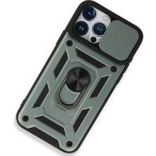 Zemira Newface Iphone 15 Pro Kılıf Pars Lens Yüzüklü Silikon - Yeşil