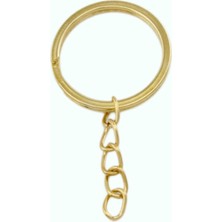 Orhan Çanta Parti Hobi El Işi Malzemeleri Altın Sarısı Anahtarlık Halkası Zincirli 5 cm (50 Adet) Gold