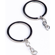 Orhan Çanta 150 Adet Gümüş Ezme Anahtarlık Halkası - 2.5 cm Nikel Metal Halka Zincirli Montaj Seti - Modern Makrome Aparatı
