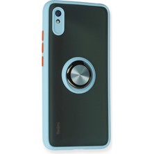 Zemira Newface Xiaomi Redmi 9A Kılıf Montreal Yüzüklü Silikon Kapak - Buz Mavi