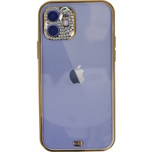 Zemira Newface Iphone 12 Kılıf Liva Taşlı Silikon - Mor