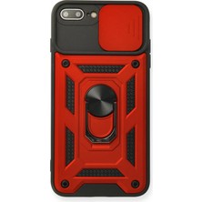 Zemira Newface Iphone 7 Plus Kılıf Pars Lens Yüzüklü Silikon - Kırmızı