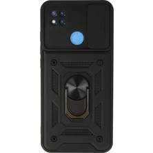 Zemira Newface Xiaomi Redmi 9c Kılıf Pars Lens Yüzüklü Silikon - Siyah