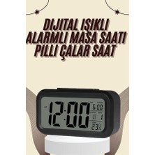 Zemira Dijital Masa Saati Termometreli Takvim Çalar Saat LED Ekran Pilli
