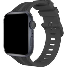 Tuba Toptaş Newface Apple Watch 38MM KR408 Çizgili Silikon Kordon - Koyu Gri