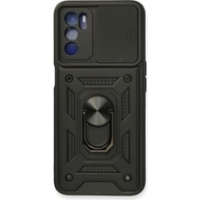 Tuba Toptaş Newface Oppo A16 Kılıf Pars Lens Yüzüklü Silikon - Siyah