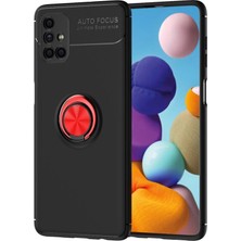 Tuba Toptaş Newface Samsung Galaxy M51 Kılıf Range Yüzüklü Silikon - Siyah-Kırmızı