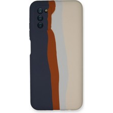 Zemira Newface Samsung Galaxy A03S Kılıf Ebruli Lansman Silikon - Lacivert-Krem