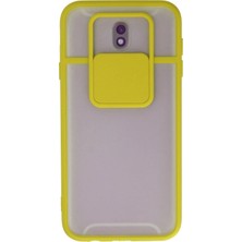 Zemira Newface Samsung Galaxy J7 Pro / J730 Kılıf Palm Buzlu Kamera Sürgülü Silikon - Sarı