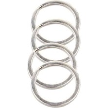Orhan Çanta 50 Adet Yassı Model Anahtarlık Halkası - 2.5 cm Gümüş Renk Düz Tasarım Nikel Metal Halka (Zincirsiz)