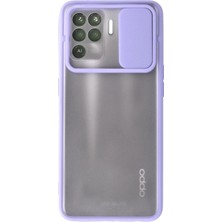 Zemira Newface Oppo Reno 5 Lite Kılıf Palm Buzlu Kamera Sürgülü Silikon - Lila