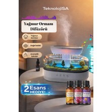 TeknolojiSA Yağmur Damlası Hava Nemlendirici - Aromaterapi Difüzör - 6 Renk Rgb - Dinlendirici Sesler - Sessiz Çalışma - Damlama Sesi