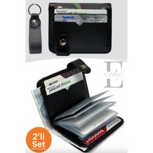 Evveli Erkek Deri Kartlık Cüzdan Kağıt Para Bölmeli Anahtarlıklı Set