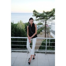 Sateen Inci Detaylı Yelek - Siyah