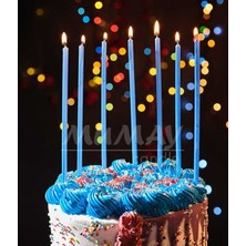 Yerli Mum Uzun Mavi 7 Li 20 cm