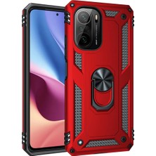 Zemira Newface Xiaomi Poco F3 Kılıf Sofya Yüzüklü Silikon Kapak - Kırmızı