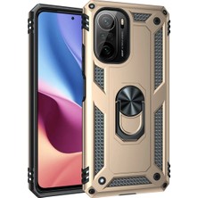 Zemira Newface Xiaomi Poco F3 Kılıf Sofya Yüzüklü Silikon Kapak - Gold