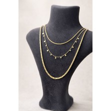 Zayora Aksesuar Altın Renk Taşlı Disk Detay Zarif Kolye