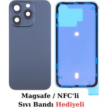 AHK Tekno Iphone 15 Pro Uyumlu Demirli , Magsafeli Arka Pil Kapağı / Nfc / Mavi Titanyum