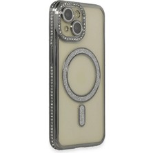 Zemira Newface Iphone 15 Kılıf Joke Simli Magneticsafe Kılıf - Gri