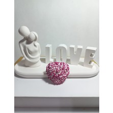 Emily Samy Love Yazılı Kalp Figürlü Sarılan Sevgili Biblo Set