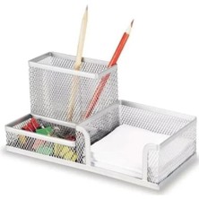 Gıpta Metal Masa Seti – 3 Gözlü Organizer Gümüş