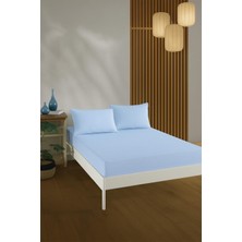 Tuba Toptaş %100 Pamuklu Çi̇ft Ki̇şi̇li̇k Çarşaf Takimi-Açık Mavi