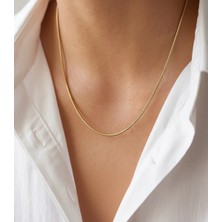 Hoolya Design Xuping Çelik Ince Italyan Zincir Kolye Balık Sırtı Yılan Zincir 1mm Kararmaz Gold Renk 60 cm Unisex