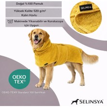 Selinsya Oeko-Tex %100 Pamuk Köpek Bornozu – Süper Emici Bukle Havlu Bademantel