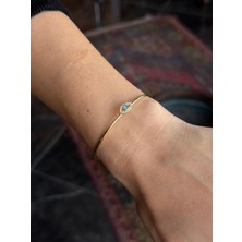 Luseda VIP Mavi Nazar Göz Taşlı İnce Ayarlanabilir Kelepçe Bileklik