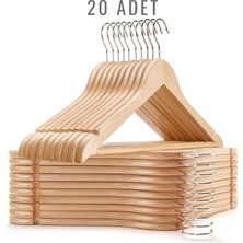 808 Studio Doğal Ahşap Askı 20 Adet – Elbise Askısı & Gömlek Askısı