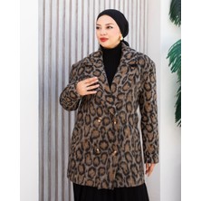 EAS Giyim Leopar Desen Kaşe Blazer Ceket