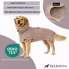 Selinsya Oeko-Tex %100 Pamuk Köpek Bornozu – Süper Emici Bukle Havlu Bademantel