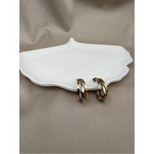 Luseda Gold &gümüş & Rose Gold Renk Kararmaz Çelik Halka Küpe