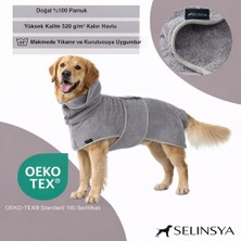 Selinsya Oeko-Tex %100 Pamuk Köpek Bornozu – Süper Emici Bukle Havlu Bademantel