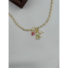 Luseda VIP Yılbaşı Figürlü Charm 16+4 cm Ayarlanabilir Gold Bileklik