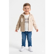 Bontino Erkek Çocuk Casual 3'lü Takım - Kolu Katlanabilir Gömlek, %100 Pamuk Tişört ve Beli Ayarlanabilir Jean