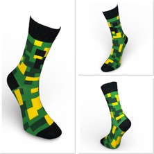 Çorapmatik Yeşil Siyah Damalı Renkli Soket Çorap