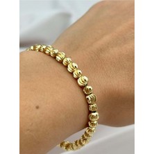 Luseda Dilimli Gold Boncuk Tasarım 17+5 cm Ayarlanabilir Zincir Bileklik