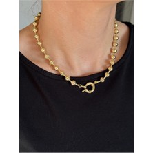 Luseda Gold Renk Vıp Kaplama Top Detaylı 45 cm Kolye