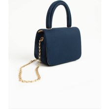 Özüm Takı Çanta Kadın Süet Zincir Askı El Kol ve Omuz Çantası Lacivert