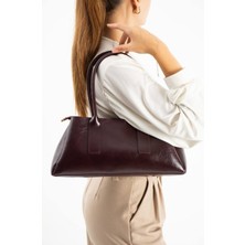 Özüm Takı Çanta Kadın Uzun Askılı Silindir Model Kol ve Omuz Çanta Bordo