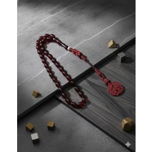 925 Ayar Gümüş Işlemeli Kazaz Püsküllü Sürmeli Ateş Kehribar