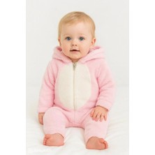 Dfn Kids Dfn Kız Bebek Yenidoğan Kapüşonlu Fermuarlı Welsoft Tavşan Peluş Bebek Tulum | 0-12 Ay Yenidoğan