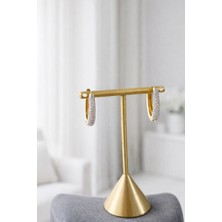 Zayora Aksesuar Taş Detaylı Altın Kaplama Büyük Boy Küpe