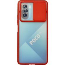 Tuba Toptaş Newface Xiaomi Poco F3 Kılıf Palm Buzlu Kamera Sürgülü Silikon - Kırmızı