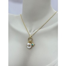 Luseda Nazar Göz Madalyonlu Inci ve Kutup Yıldızı Figürlü 70+5 cm Ayarlanabilir Kolye