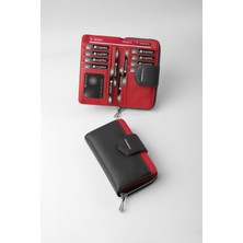 Cengiz Pakel Nova Orta Boy Kadın Cüzdan – 65316 - Siyah/kırmızı