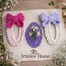 İrtimov Home El Yapımı Kurdele ve Çiçek Detaylı Amigurumi Toka Seti (3’lü Set)